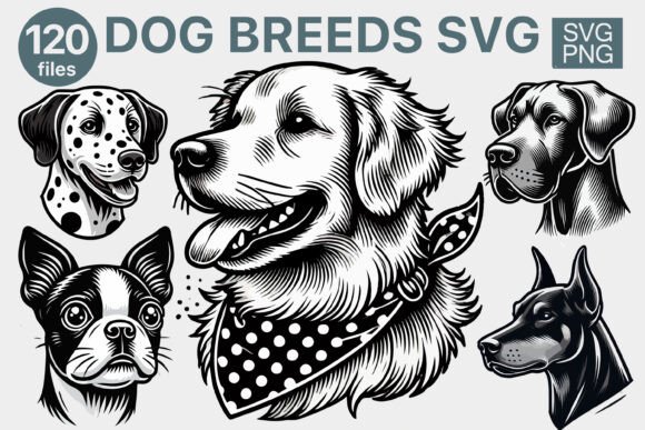 60 Dog Breeds SVG PNG