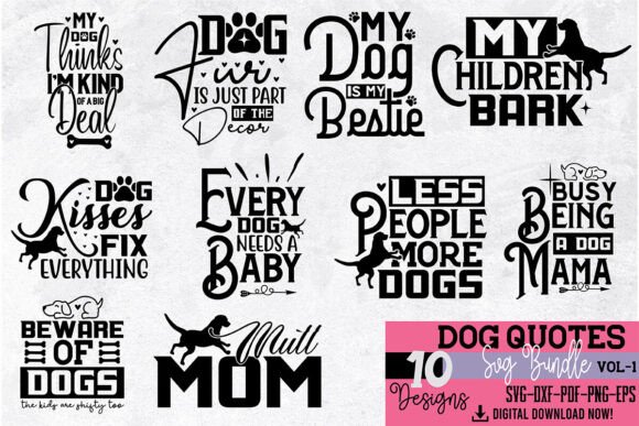 Dog Quotes SVG Bundle Vol-1