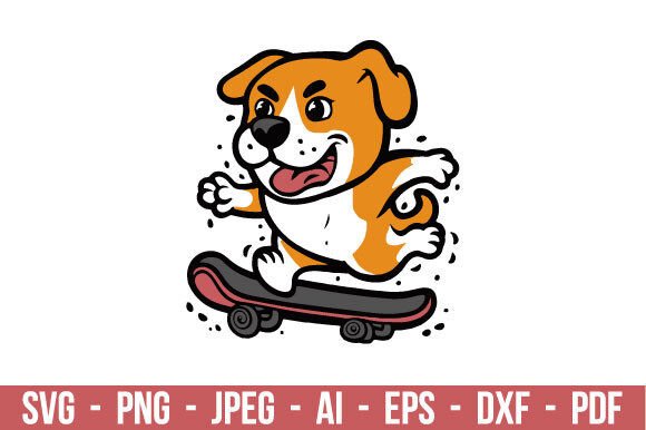 Dog Skateboarding SVG