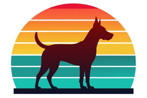 Embroidery Design Review: Dog Silhouette on Retro Sunset Vector