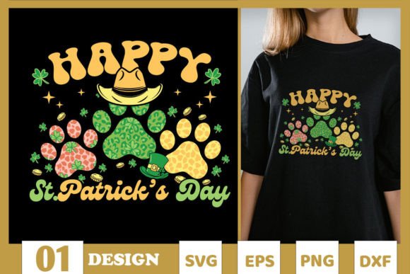 Happy St.Patrick’s Day Dog Paw SVG