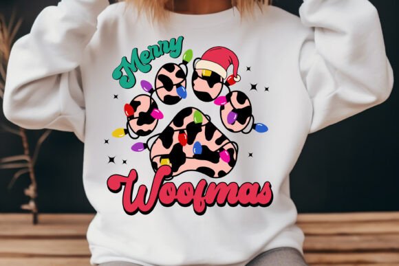 Merry Woofmas Christmas Dog Retro Svg