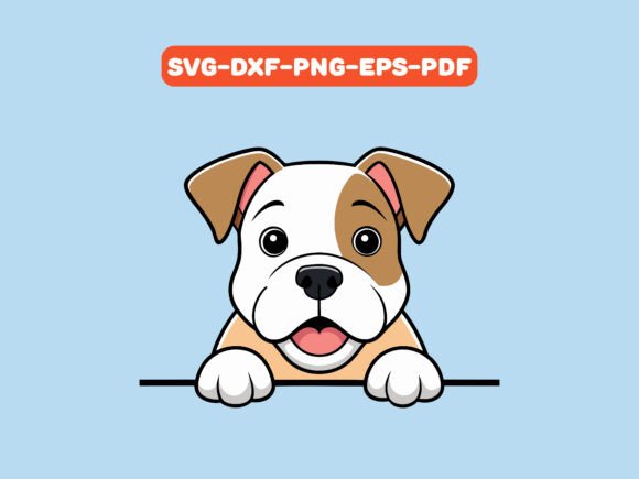 Peeking American Bulldog Dog Vector SVG