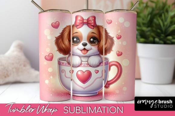 Valentine Dog Tumbler Sublimation PNG
