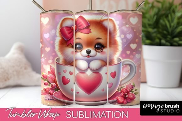 Valentines Day Dog Tumbler Sublimation