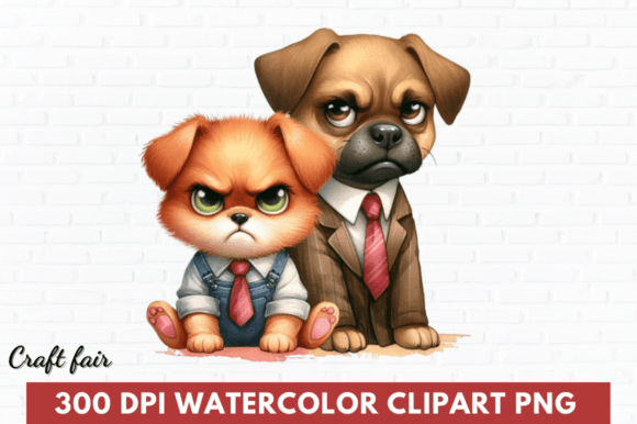 Watercoloe Angry and Sad Dog Clipart Png