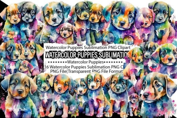 Watercolor Puppies Sublimation Bundle